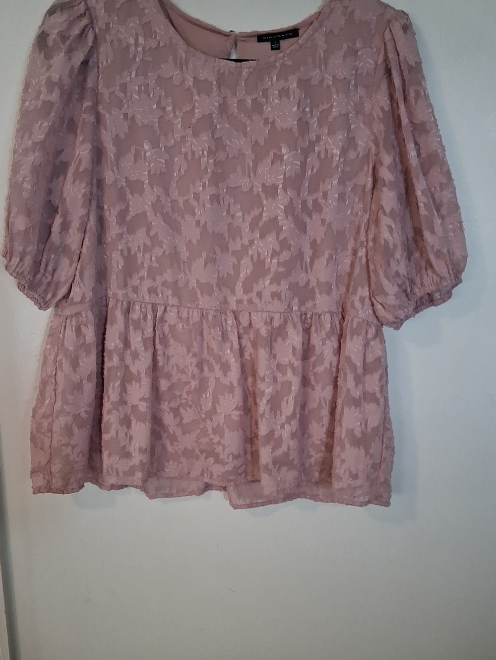 Staccato Blush Pink Floral Jacquard Peplum Top